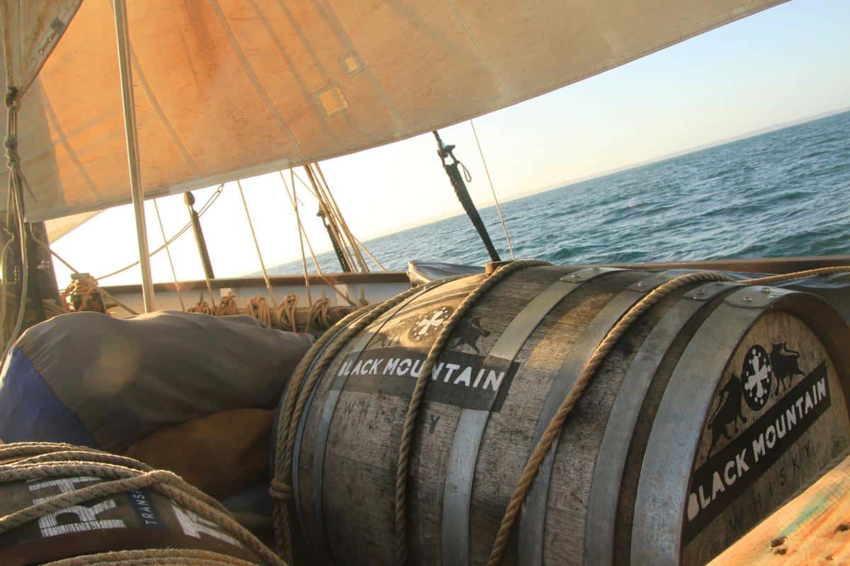 deck cargo - whisky and rum maturing in casks