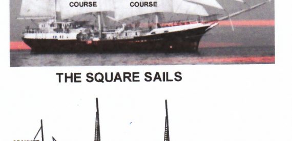 Three masted square sailed barque.