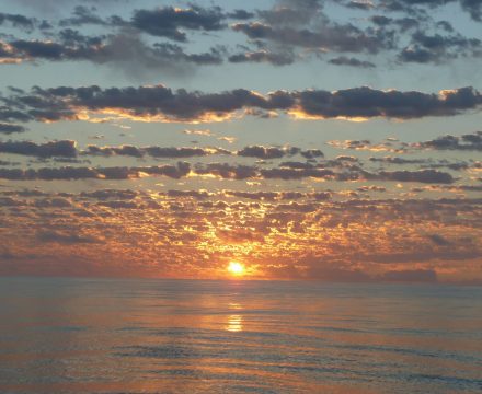 ocean sunset on Grayhound