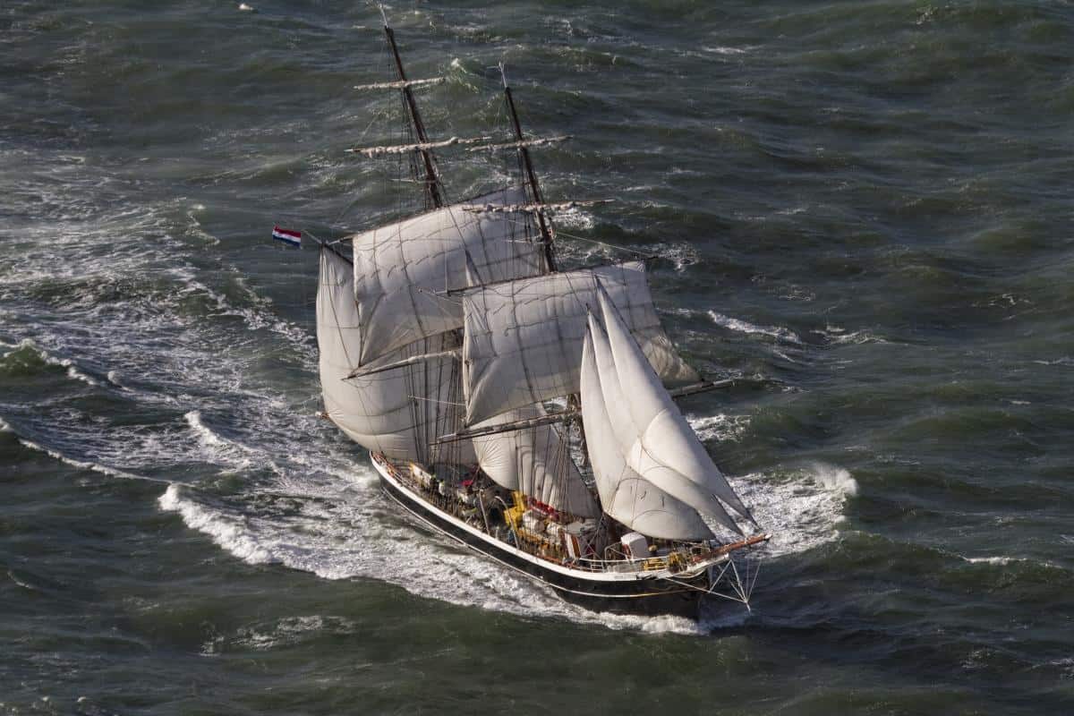 Morgenster is a fast brig that does well in tall ships races