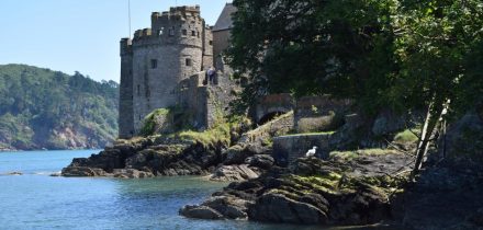 Dartmouth Castle from the Sea with Classic Sailing