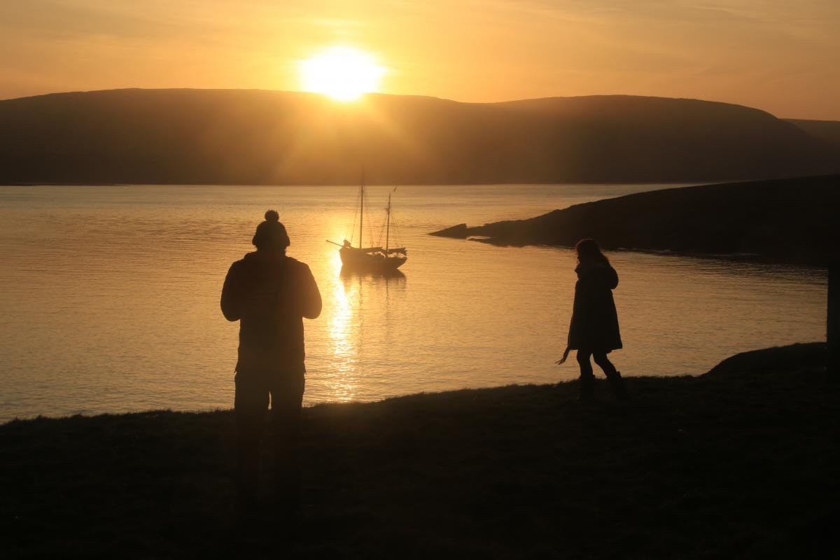 Tecla sunset landing on Mousa in Shetland