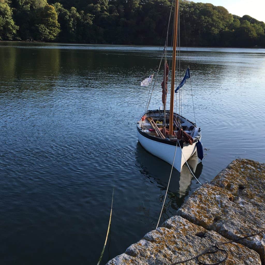 wild camping boat Outdoor Girl in the Helford River