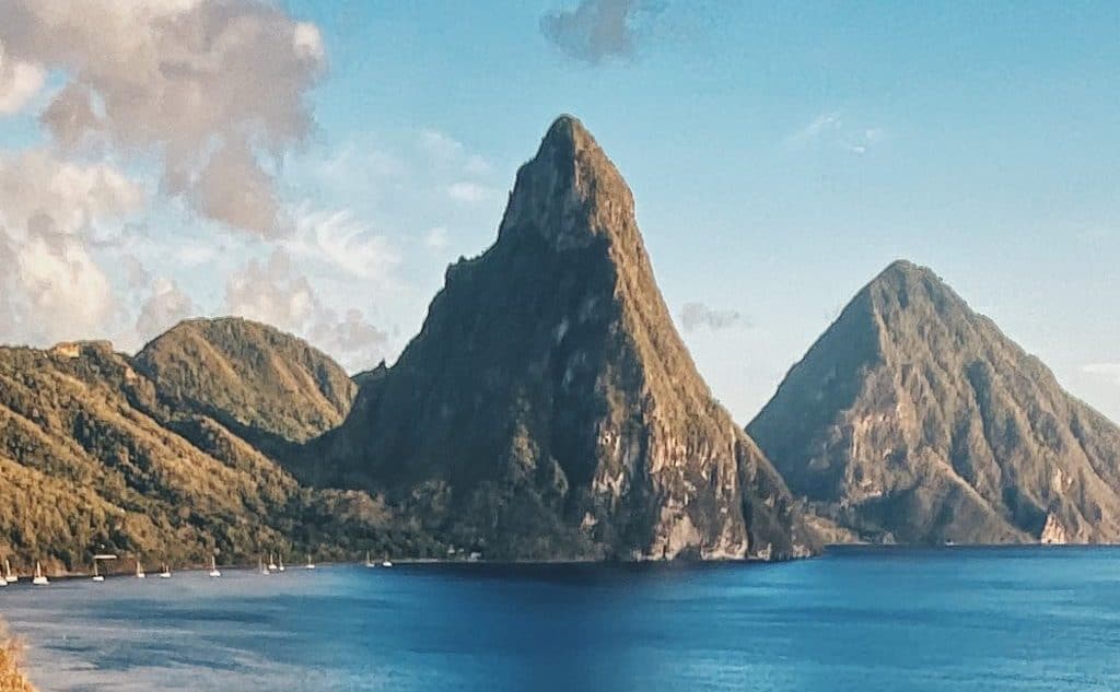 St Lucia twin peaks - The Caribbean on a Tall Ship Sailing Morgenster with Classic Sailing