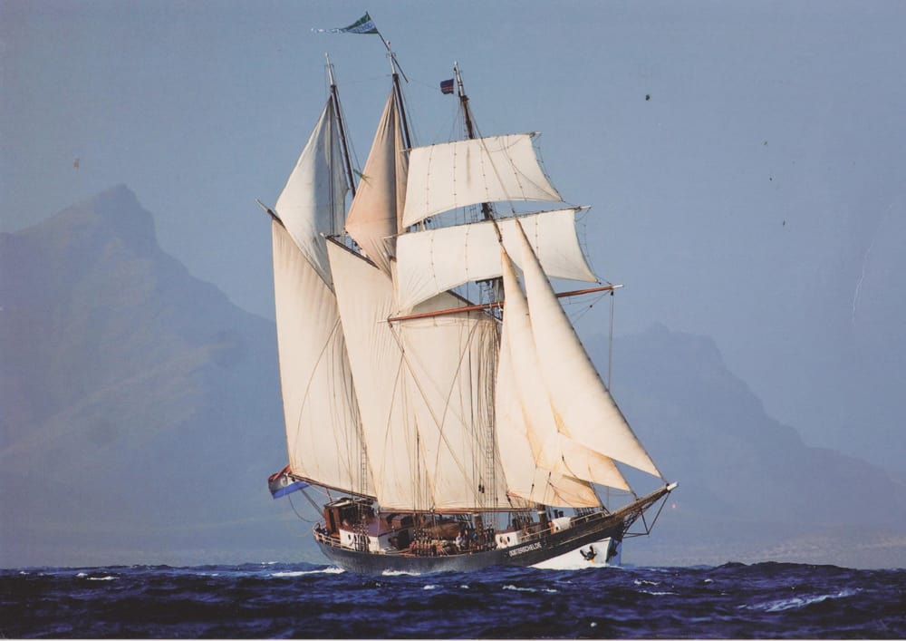 Topsail Schooner Oosterschelde in Full sail off Cape Verde