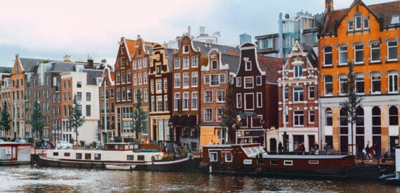 The colourful waterfront of Amsterdam