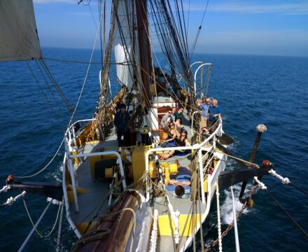 The crew from the bowsprit.