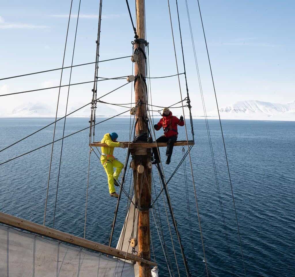 Physical challenges abound on a polar voyage with Classic Sailing. Climbing the rigging is an optional but recommended highlight.