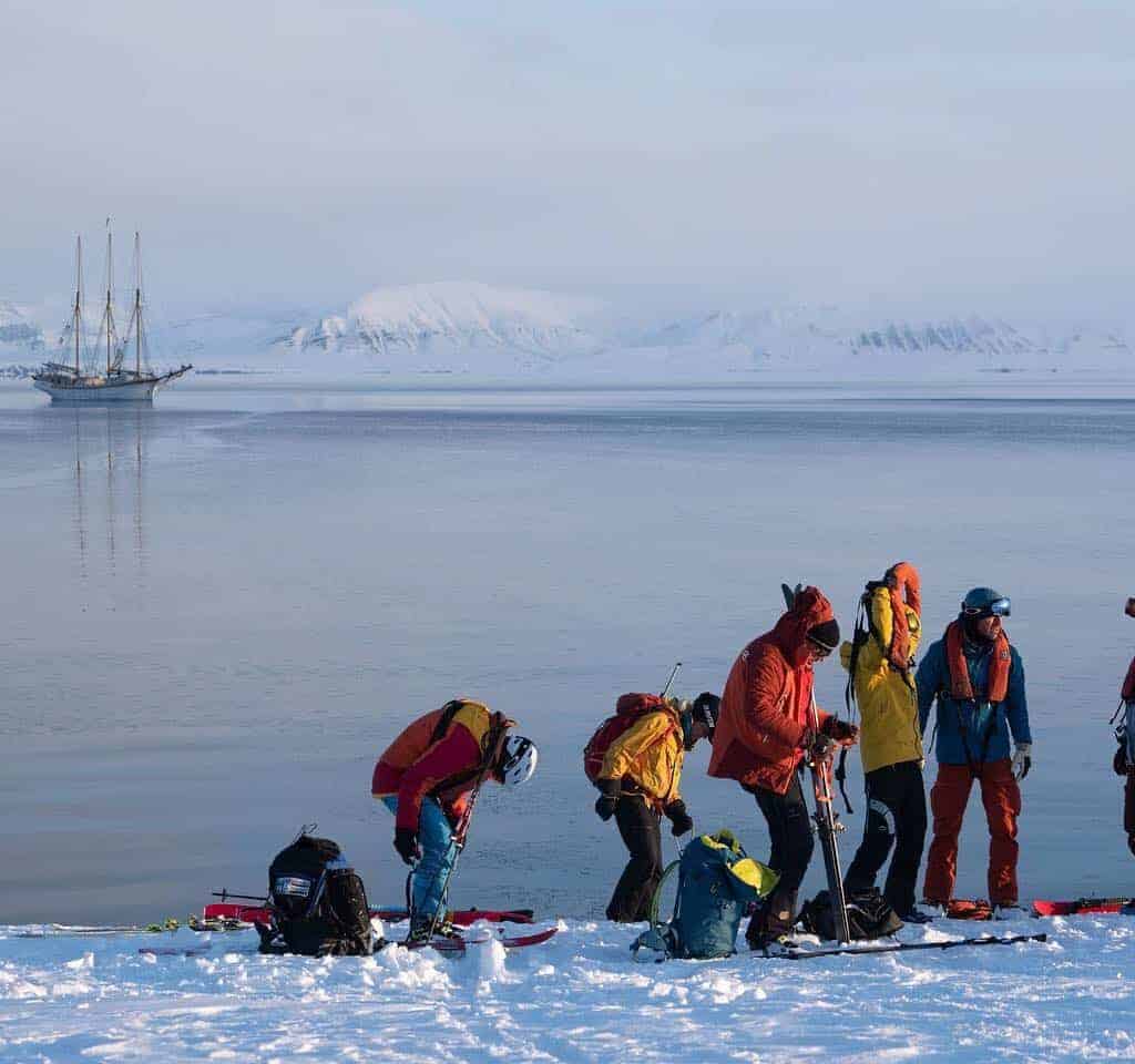 linden and her team of trainee polar scientists try out their skis